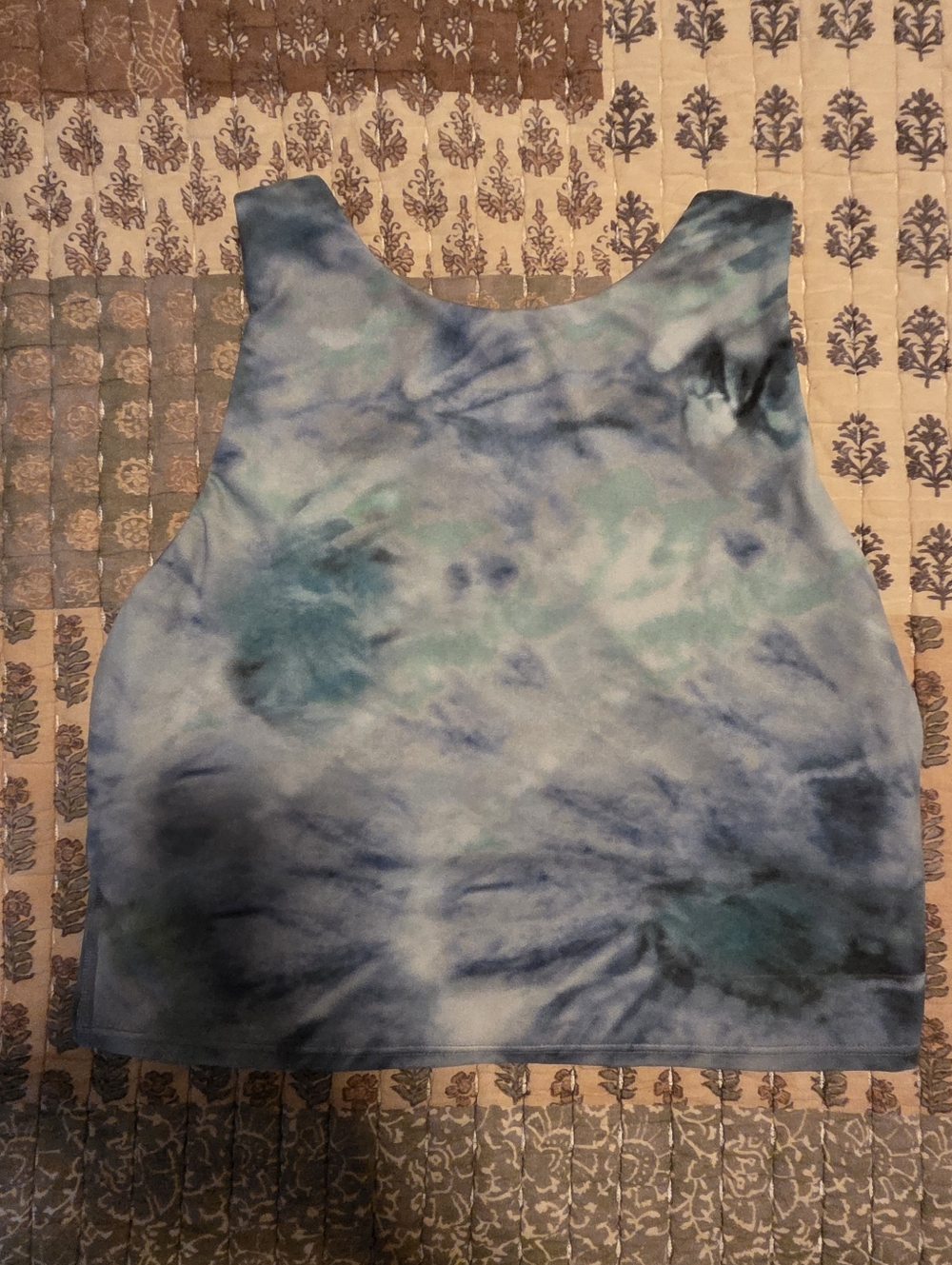 Athleta Blue Tie-Dye Crop Sports Bra